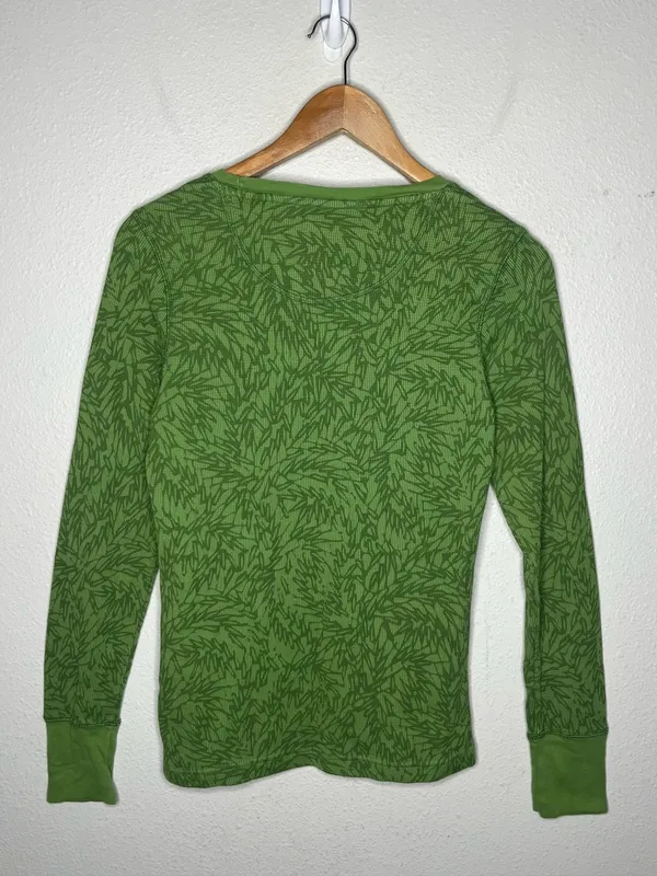 Nike ACG Green Leaf Print Waffle Knit Thermal Long Sleeve Top - Image 2
