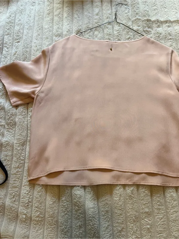 Cuyana cropped pink silk top size small - Image 12