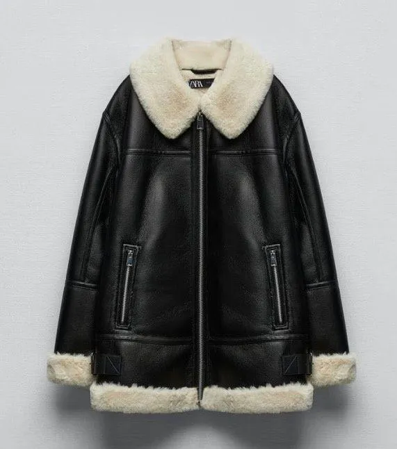 Zara Nwt Double Faced Jacket With Faux Fur - Image 11