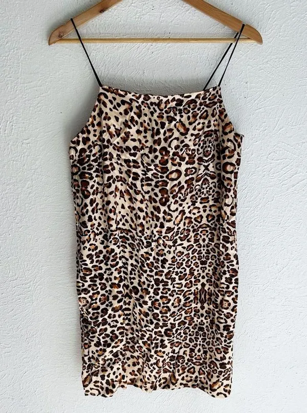 Topshop Leopard Print Mini Slip Dress Sz 8 - Image 3