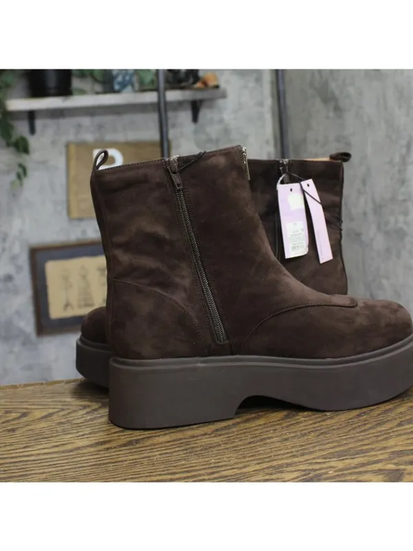 Wild Fable Honor Combat Platform Boots Faux Suede 94568515 Dark Brown 11M - Image 7