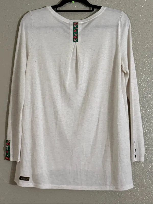 Matilda Jane White Long Sleeve Floral Trim High Low Tunic Top Size S - Image 9