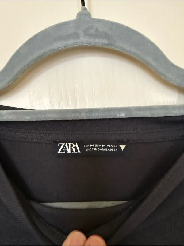 Zara Dark Grey Long-Sleeve Crop Top - Image 2