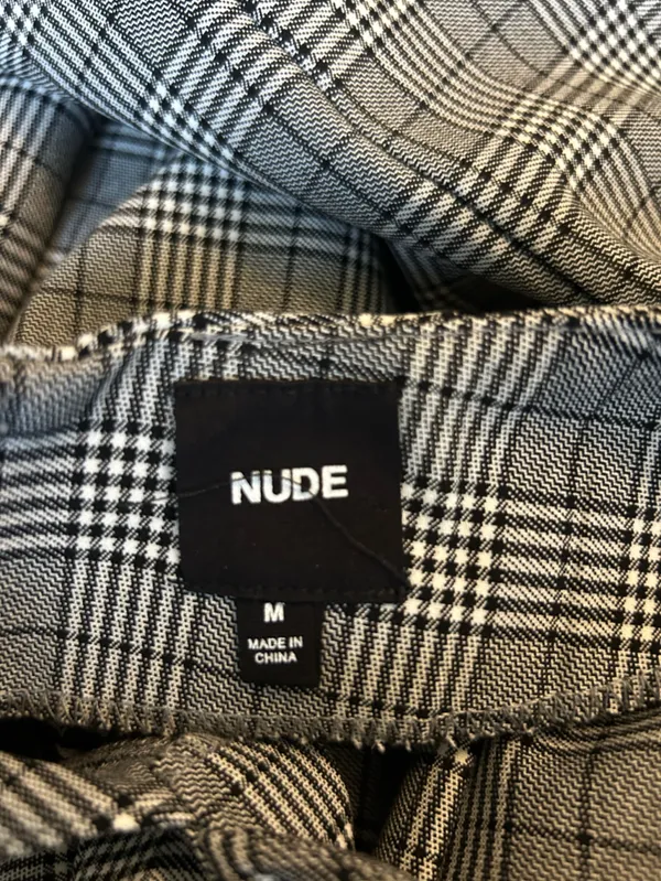 Nude Apparel Gray Black‎ White Plaid Open Back Mini Dress Size Medium - Image 3