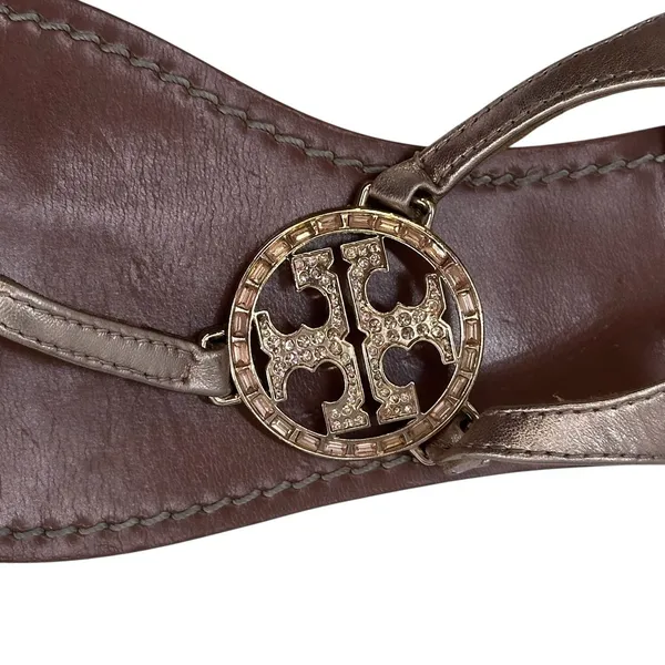 Tory Burch‎ Sling Gold Logo Sandals Size Women's 9 M - Image 8