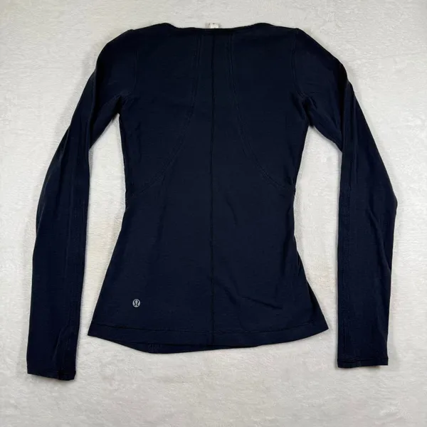 Lululemon Vitasea Long Sleeve Scoop Neck Top Black Size 2 Thumbholes 8884 - Image 8