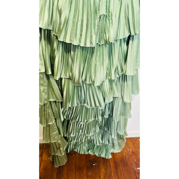 IEENA for MAC DUGGAL Green Pleated Tiered Ruffle Sweetheart Gown Dress size 10 - Image 16