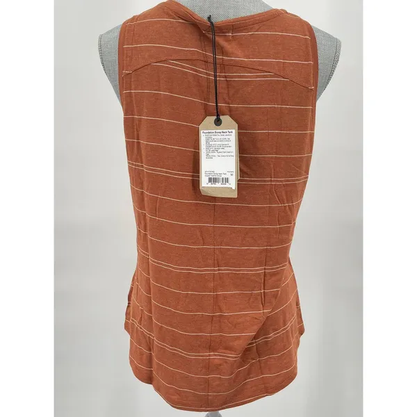NWT prAna Foundation Scoop Neck Tank Top Shirt Size Medium Orange Stripe Stretch - Image 6