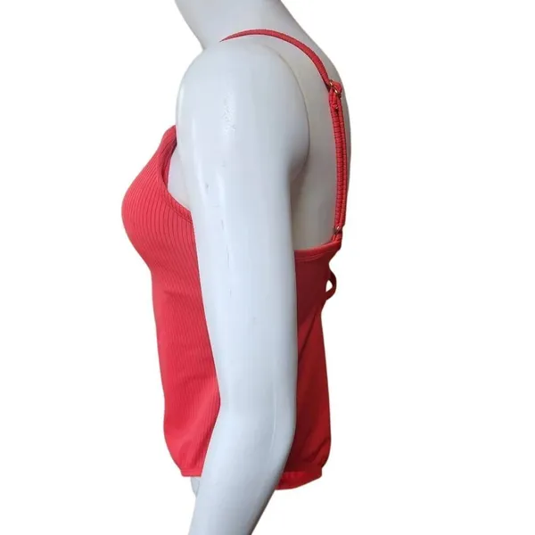 Kona Sol Stylish Ribbed Coral One-Piece Swimsuit (S) - Image 3