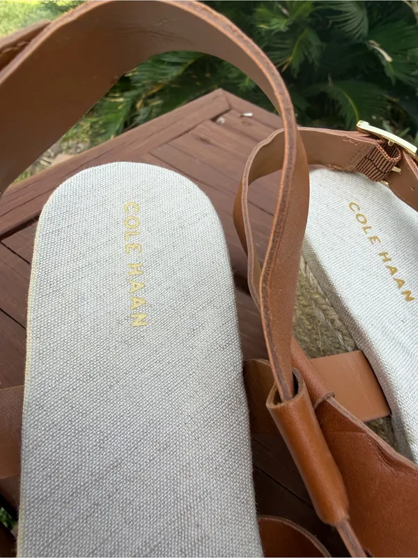 Cole Haan Crystal Honey Leather Espadrille Wedge Sandals Size 8 $150 - Image 6