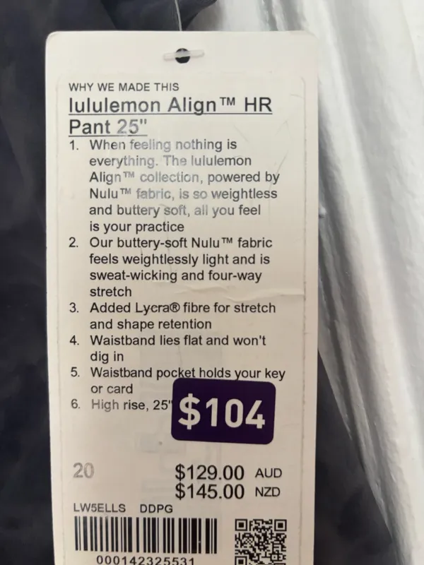 Lululemon Align High-Rise Pant 25" Diamond Dye Pitch Grey Size 20 - Image 4
