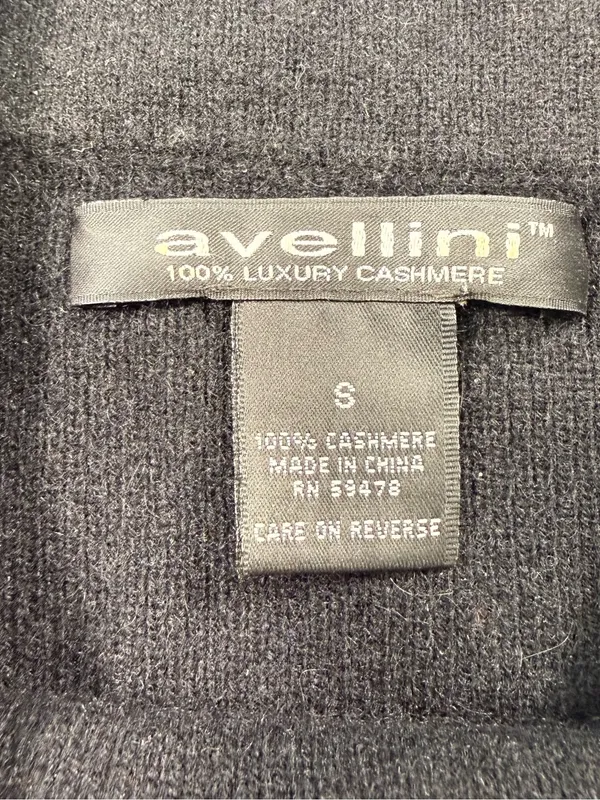 Avellini 100% Cashmere Black Crewneck Sweater Size Small - Image 5