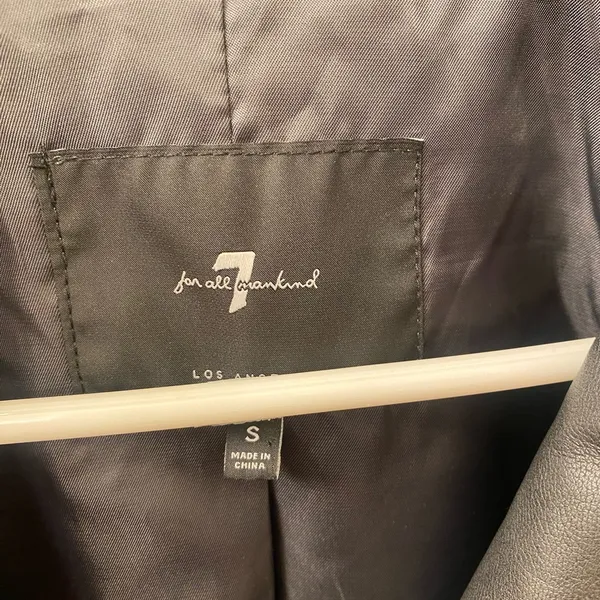 7 For All Mankind Black Faux Leather Jacket - Image 4