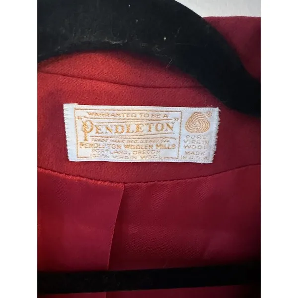 Pendleton Blazer Women Small? Red Virgin Wool Vintage Made In The USA~Defects - Image 5