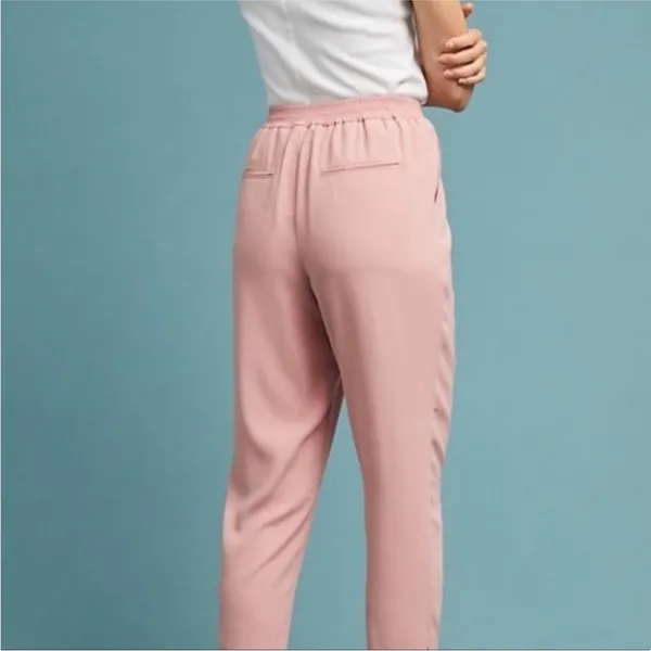 Anthropologie the Essential High Waist Pull-On‎ Trouser in Pink Crepe Size XS - Image 3