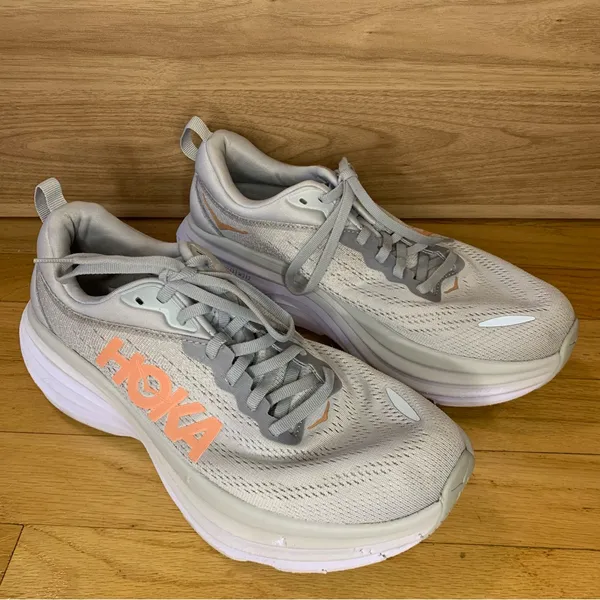 Hoka Bondi 8 Women's Sneakers in Gray - Size 8.5 Wide - Image 2
