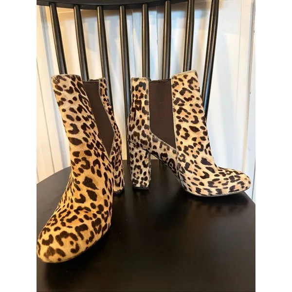 Sam Edelman leopard heeled boot cow hair size 6 - Image 8