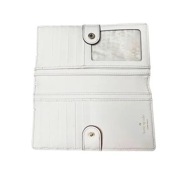 Kate Spade Mikas Pond Staci Folding Leather Wallet‎ Aqua Green Preppy Cottage - Image 3