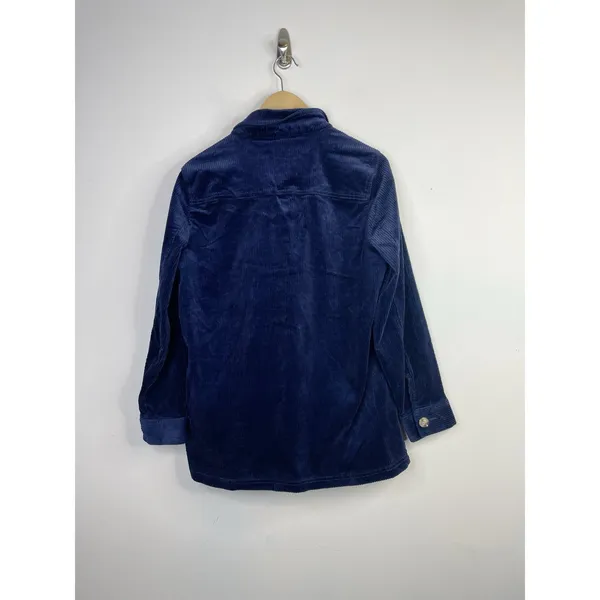 Appleseeds Wide Wale Corduroy Shacket Barn Coat Chore Jacket Stretch Navy Blue M - Image 9