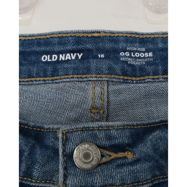 Old Navy OG Loose High Rise Secret Smooth Pockets Jeans Medium Wash Blue 16‎ NEW - Image 7