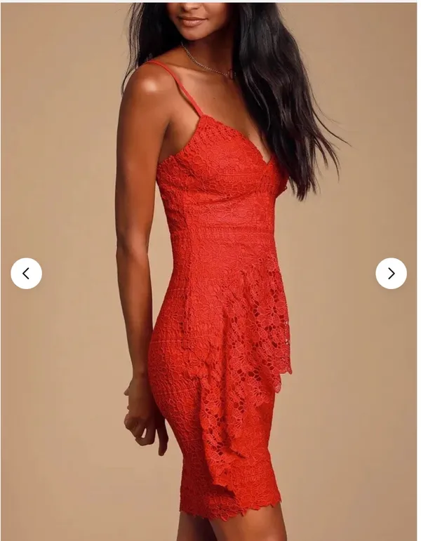 Lulus Red Lace Cocktail Dress - Image 2