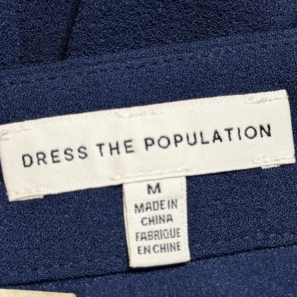 Dress The Population Navy Blue Wide Leg High Rise Crepe Dress Pants Size M - Image 5