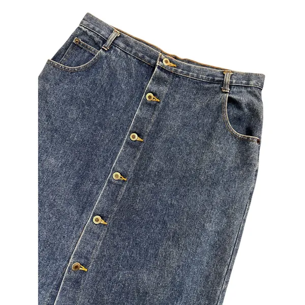 Vintage 90s Plus Sized Denim Jean Maxi Skirt Starwear Size 12/14 - Image 2