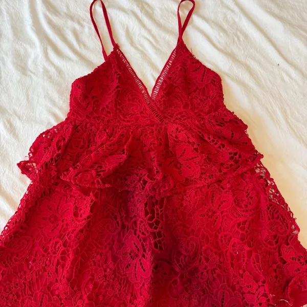 Boutique Red Lace/Eyelet Dress - Image 2