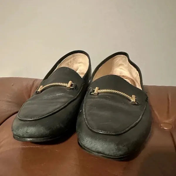Sam Edelman Loafers Black Leather Gold Detail Size 5 - Image 2