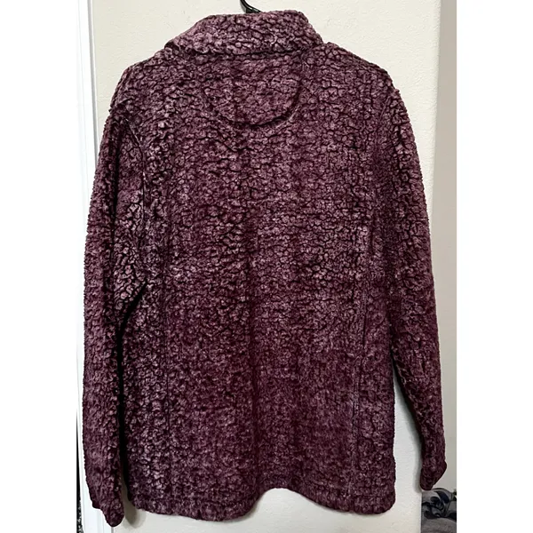 SHERPA Faux Fur KATYDID pullover sweatshirt Pink 1/4 Zip sweater Size L - Image 8