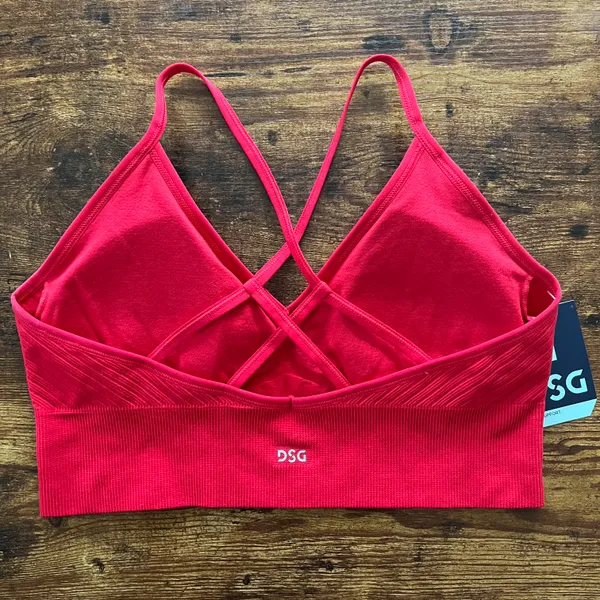 Dick's Sporting Goods Red Ribbed Lightly Padded Strappy Back Sports Bra - Image 8