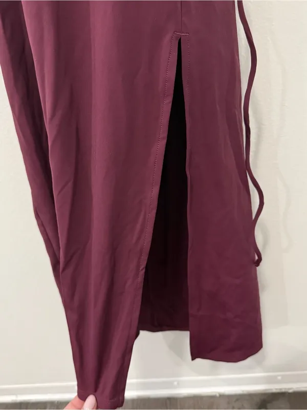 NWOT Halara Red Ruched Lace Up Bodycon Midi Dress - Image 6