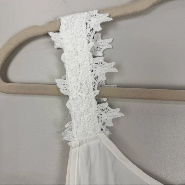 Cupshe Powder Lace & Tie Midi Summer Dress White Small NWT Minimalist Vacay Feminine - Image 14