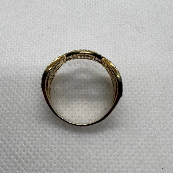 Vintage 925 Sterling Silver Gold Plated CZ Lattice Wave Statement Ring Size 9.25 - Image 7