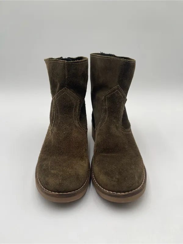Antonio de Faria Mila Olive Green Suede Ankle Boots Western Zip Portugal Sz 7.5 - Image 6