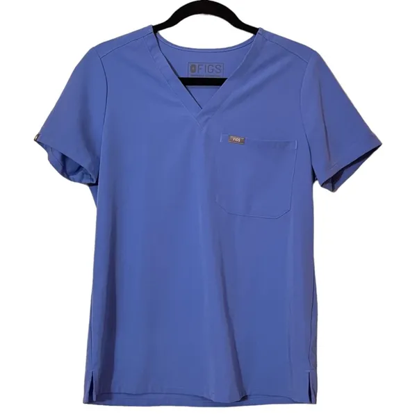 Figs Women's Light Blue V-Neck Scrub Top - Image 3
