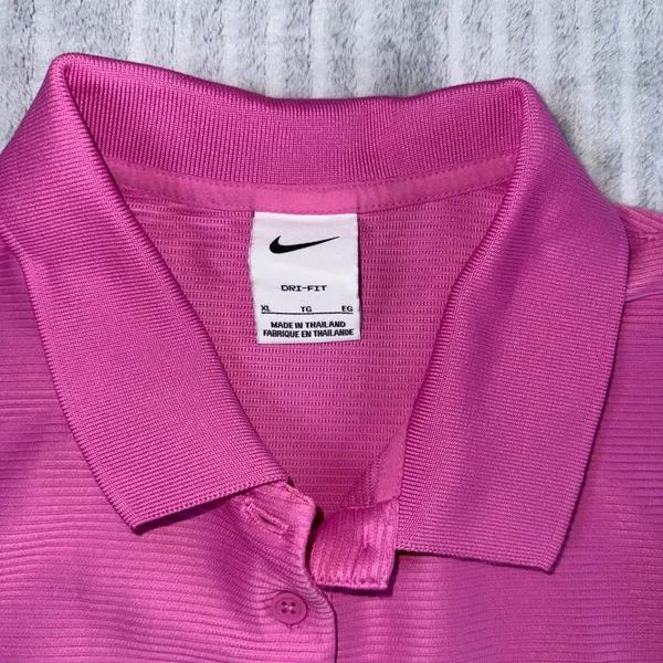 Nike Dri-FIT Sleeveless Golf Polo Top Womens XL Pink Ribbed Athletic Activewear - Image 3