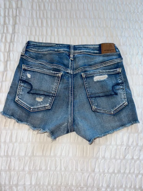 American Eagle Outfitters Distressed Dark Blue Denim Shorts - Image 2