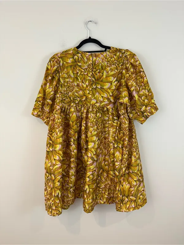 Kika Vargas for Target Mum Floral Puff Sleeve Yellow Mini Dress Size Large - Image 5