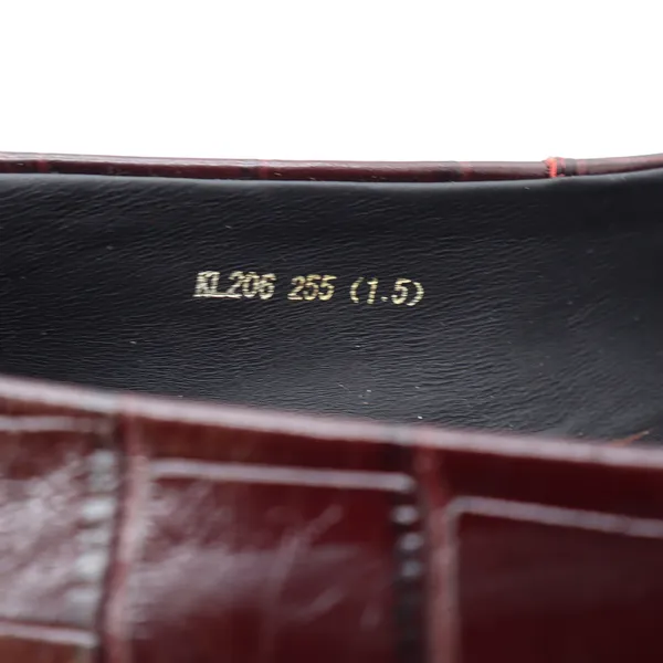 Vero Cuoio Burgundy Croc Embossed Leather Square Toe Buckle Low Block Heel 8 - Image 5