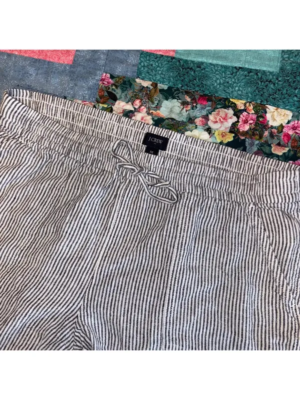 J.Crew $60 Womens M Striped 55% Linen Blend Comfort Lounge Casual Shorts Medium - Image 3