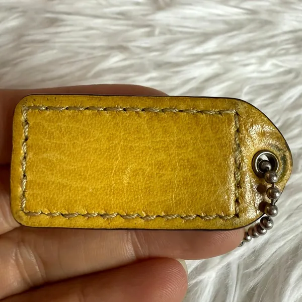 1.5" y2k COACH Vintage Yellow Fob Bag Charm Hang tag Hangtag - Image 2