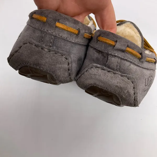 UGG GREY LEATHER MOCCASIN‎ SLIPPERS - Image 2