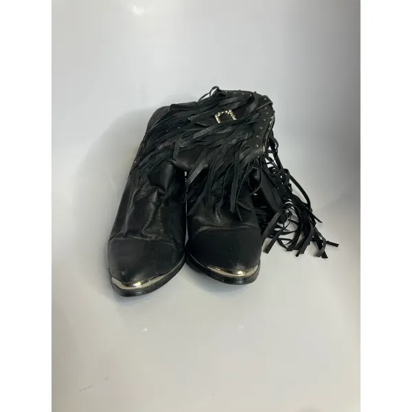 Dingo leather black‎ fringe cowboy boots western women's size 9.5 Festival rodeo - Image 2