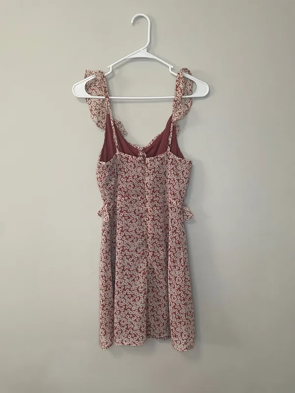 NWOT Lulus Mauve Pink Floral Print Ruffled Skater Dress - Image 7