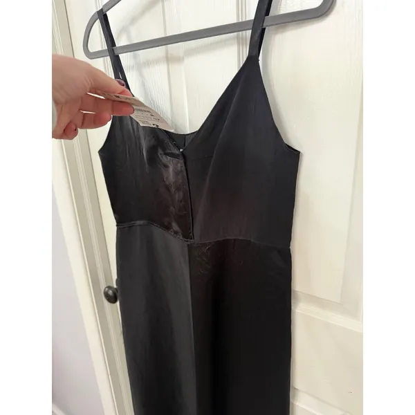 Zara Black Midi‎ Slip Dress V-Neck Spaghetti Strap 8740/162/800 XS - Image 3
