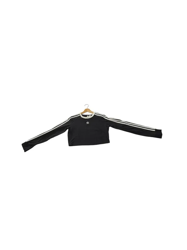 Adidas Originals Womens L 3 Stripes Cropped Long Sleeve Tee Black Blokecore - Image 7