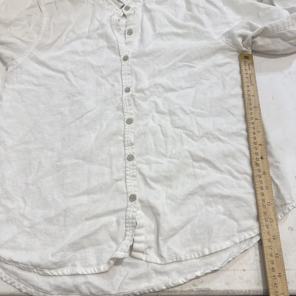 Orvis Linen White Beach Coastal Lagenlook Minimalist Blouse Size Medium - Image 5