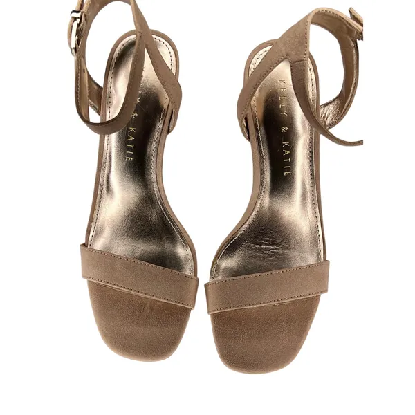 Kelly & Katie Sarafine‎ Tan Strappy Platform Heel Maple Sugar Microfiber 6.5 NWOT - Image 3