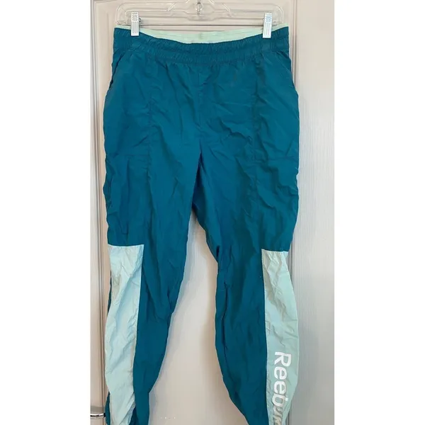 Reebok Womens Teal Colorblock Nylon Mesh Lined‎ Track Pants Joggers S - Image 10